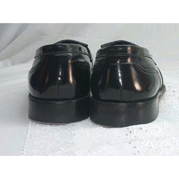 Bostonian 10.5 First Flex Black Leather Wingtip Tasseled Loafers Shoe Slip On - Picture 3 of 9